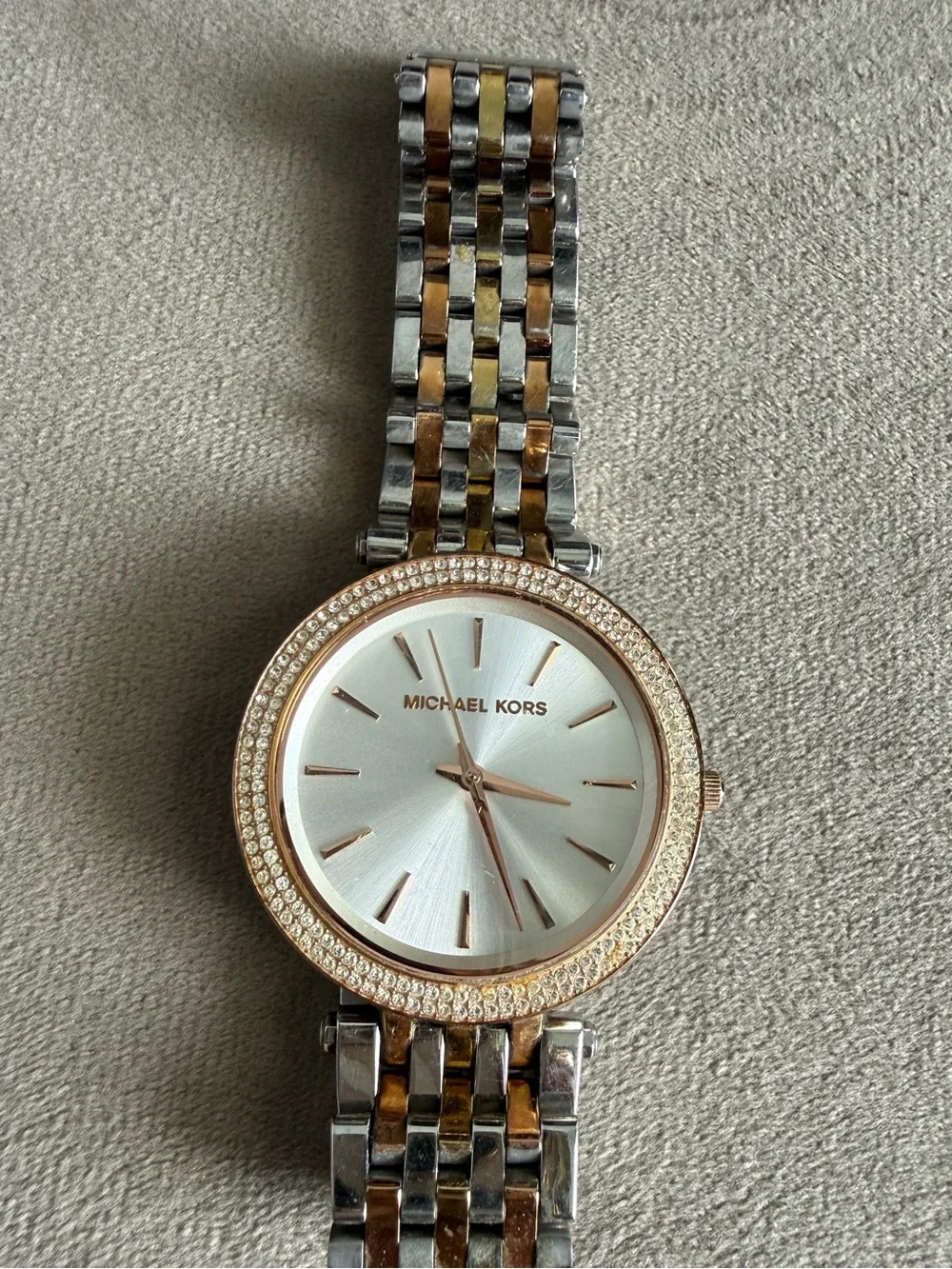 Michael Kors Two-Tone Rose Gold and Silver Women's Watch with Crystal Bezel